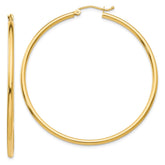 14k 2x50mm Polished Tube Hoop Earrings