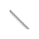 14K White Gold 18 inch 1mm Round Open Link Cable with Lobster Clasp Chain