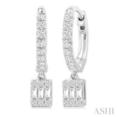 1/3 Ctw Petite Rectangle Shape Fusion Diamond Fashion Huggies in 10K White Gold