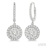 1 Ctw Round Cut Diamond Lovebright Earrings in 14K White Gold