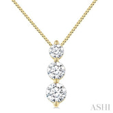 1/4 Ctw Round Cut Diamond Three-Stone Snowman Pendant With Chain in 14K Yellow Gold