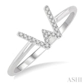 1/20 Ctw Initial 'W' Round Cut Diamond Fashion Ring in 10K White Gold