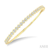 2 1/2 Ctw Halfway Hexagon Mount Link Round Cut Diamond Flex Bangle in 14K Yellow Gold