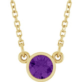 14K Yellow Gold Natural Amethyst Solitaire 16" Necklace