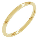 14K Yellow Gold 1.5 mm Lightweight Comfort-Fit Half Round Band Size 5.5