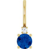 14K Yellow Gold Lab-Grown Blue Sapphire & .015 CT Natural Diamond Charm/Pendant