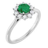 14K White Gold Lab-Grown Emerald & 1/4 CTW Lab-Grown Diamond Halo-Style Ring