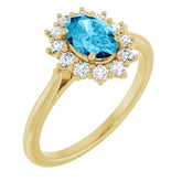 14K Yellow Gold Natural Aquqmarine & 1/3 CTW Lab-Grown Diamond Ring