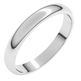 10K White Gold 3 mm Half Round Band Size 8.5