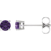 Sterling Silver 4 mm Natural Amethyst Earrings
