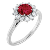 14K White Gold Lab-Grown Ruby & 1/3 CTW Lab-Grown Diamond Ring