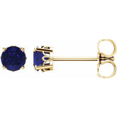 14K Yellow Gold Natural Blue Sapphire Scroll Setting® Stud Earrings
