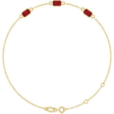 14K Yellow Gold Lab-Grown Ruby Bezel-Set 3-Stone 7 1/2" Bracelet