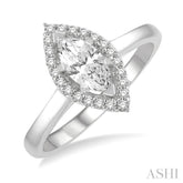 1/6 Ctw Marquise Shape Round Cut Diamond Semi-Mount Engagement Ring in 14K White Gold