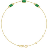 14K Yellow Gold Lab-Grown Emerald Bezel-Set 3-Stone 7 1/2" Bracelet