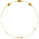 14K Yellow Gold Natural Citrine Bezel-Set 3-Stone 7 1/2" Bracelet