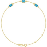 14K Yellow Gold Natural Blue Zircon Bezel-Set 3-Stone 7 1/2" Bracelet