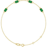 14K Yellow Gold Lab-Grown Emerald Bezel-Set 3-Stone 7 1/2" Bracelet