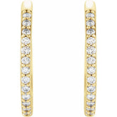 14K Yellow Gold 1/8 CTW Lab-Grown Diamond Hinged 18 mm Hoop Earrings