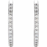 14K White Gold 1/8 CTW Lab-Grown Diamond Hinged 18 mm Hoop Earrings