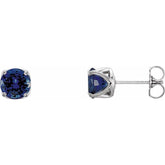 14K White Gold 6 mm Round Lab-Grown Blue Sapphire Woven-Design Earrings