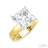 1/8 Ctw Princess Shape Round Cut Diamond Semi-Mount Engagement Ring in 14K Yellow and White Gold