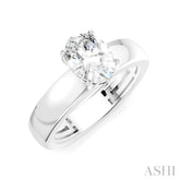 1/20 Ctw Oval Shape Round Cut Diamond Semi-Mount Engagement Ring in 14K White Gold
