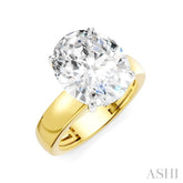 1/8 Ctw Oval Shape Round Cut Diamond Semi-Mount Engagement Ring in 14K Yellow and White Gold