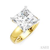 1/6 Ctw Princess Shape Round Cut Diamond Semi-Mount Engagement Ring in 14K Yellow and White Gold