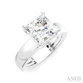 1/10 Ctw Princess Shape Round Cut Diamond Semi-Mount Engagement Ring in 14K White Gold