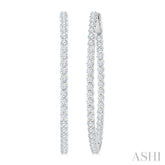 3 Ctw Inside-Out Round Cut Diamond 1/2-Inch Oval Hoop Earrings in 14K White Gold