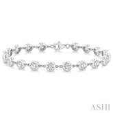 4 Ctw Bezel Set Round Cut Diamond Station Bracelet in 14K White Gold