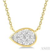 1/6 Ctw Pear Shape Lovebright Diamond Pendant With Chain in 14K Yellow and White Gold