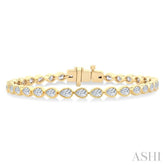 3 1/3 Ctw East-West Bezel Set Pear Cut Diamond Tennis Bracelet in 14K Yellow Gold