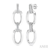 1/10 Ctw Oval Shape D-Link Round Cut Diamond Fashion Earring in Sterling Silver