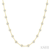 5 Ctw Bezel Set Round Cut Diamond Station Necklace in 14K Yellow Gold
