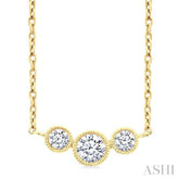 1/4 Ctw Past, Present & Future 3-Stone Bezel Set Round Cut Diamond Necklace in 14K Yellow Gold
