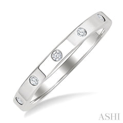 1/10 Ctw Flush Bezel Set Diamond Fashion Band in 10K White Gold