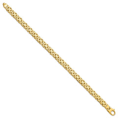 14k Polished 7mm Fancy Flat Byzantine Link 8.25 inch Bracelet