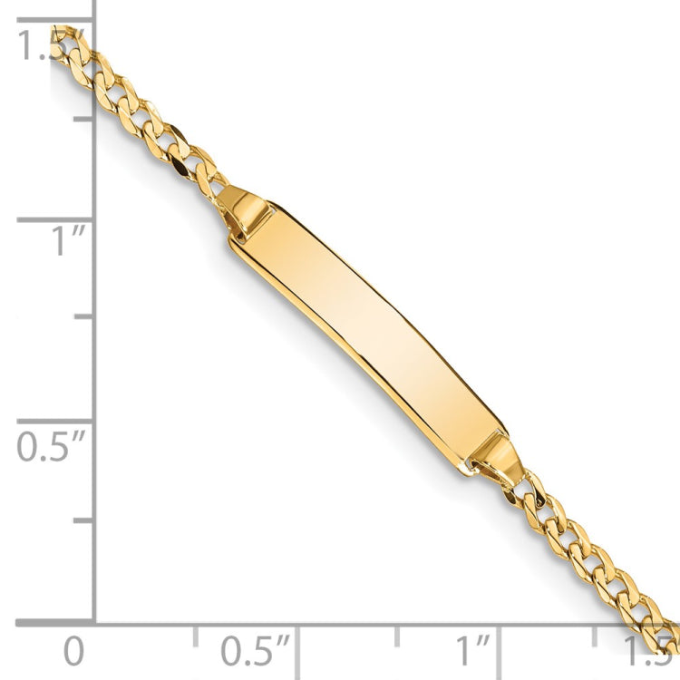 14k Polished Solid Chain/Solid Plate Curb Link 20x4.8mm Plate 5.5 inch Baby/Child ID Bracelet