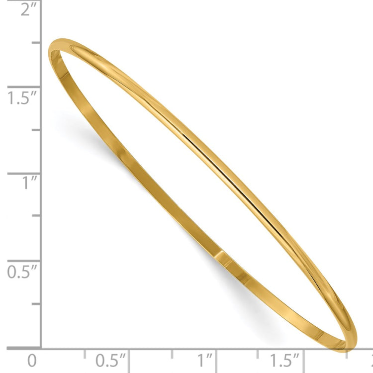 14k 2mm Solid Polished Half-Round Slip-On Round Bangle Bracelet