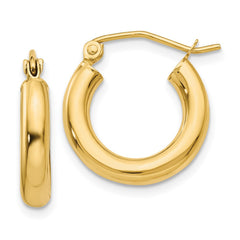 14k 3x16mm Polished Lightweight Tube Hoop Earrings