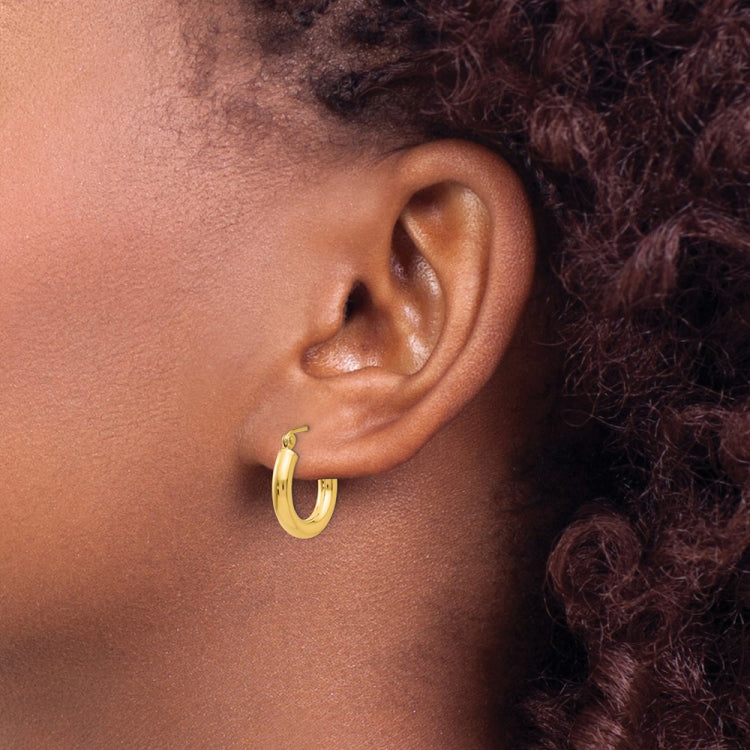 14k 3x16mm Polished Lightweight Tube Hoop Earrings