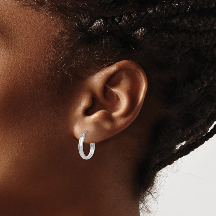 14k White Gold 2.75x16mm Polished Tube Hoop Earrings