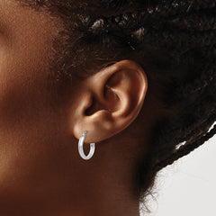 14k White Gold 2.75x16mm Polished Tube Hoop Earrings
