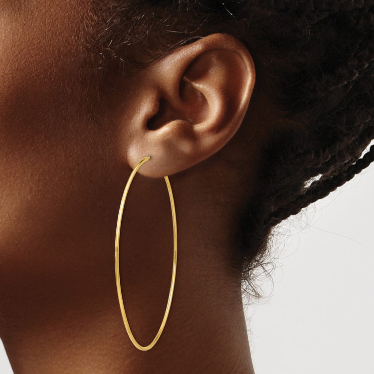 14k 1.2x63mm Polished Endless Tube Hoop Earrings