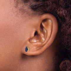 14k 6x4 Oval September/Sapphire Post Earrings