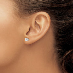 14k White Gold 5.5mm Round CZ Stud Earrings