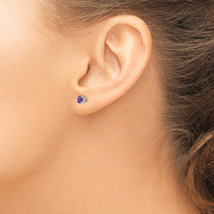 14k White Gold 4mm Round Amethyst Post Earrings