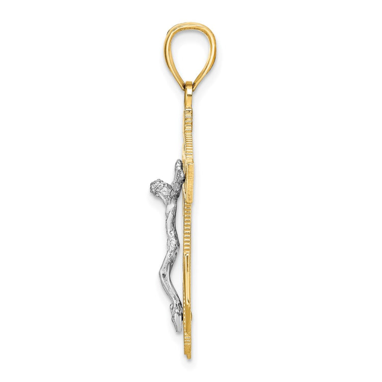 14k Two-tone Mariners Crucifix Pendant